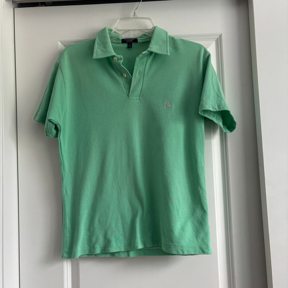Burberry London Men’s 100% Cotton Pique Polo Short Sleeve Shirt Green Sz S